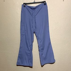 Butter Soft Nurse Scrubs Pants M Blue Pull On Flare Bottom Polyester Cotton